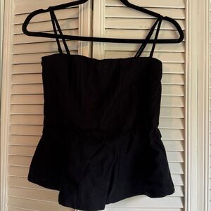 Black strapless linen blend